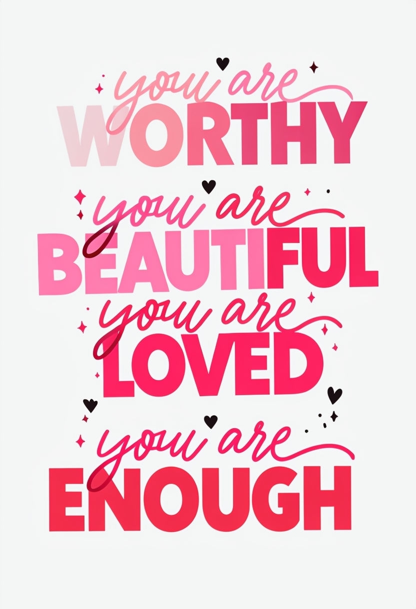 You Are Worthy Beautiful Loved Enough Motivational T-Shirt