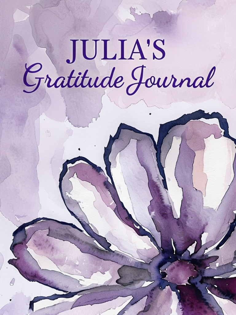 Julia's Gratitude Journal with Artistic Watercolor Flower EBook Cover