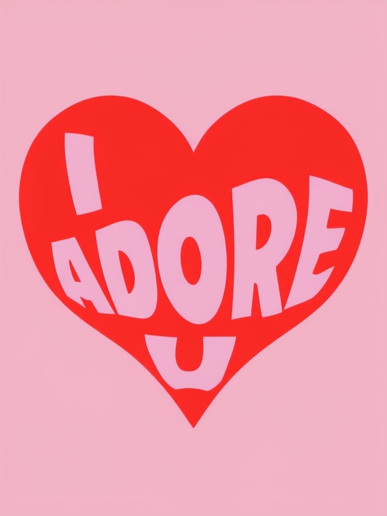 Bold Red Heart 'I Adore U' Minimalist Graphic Invite