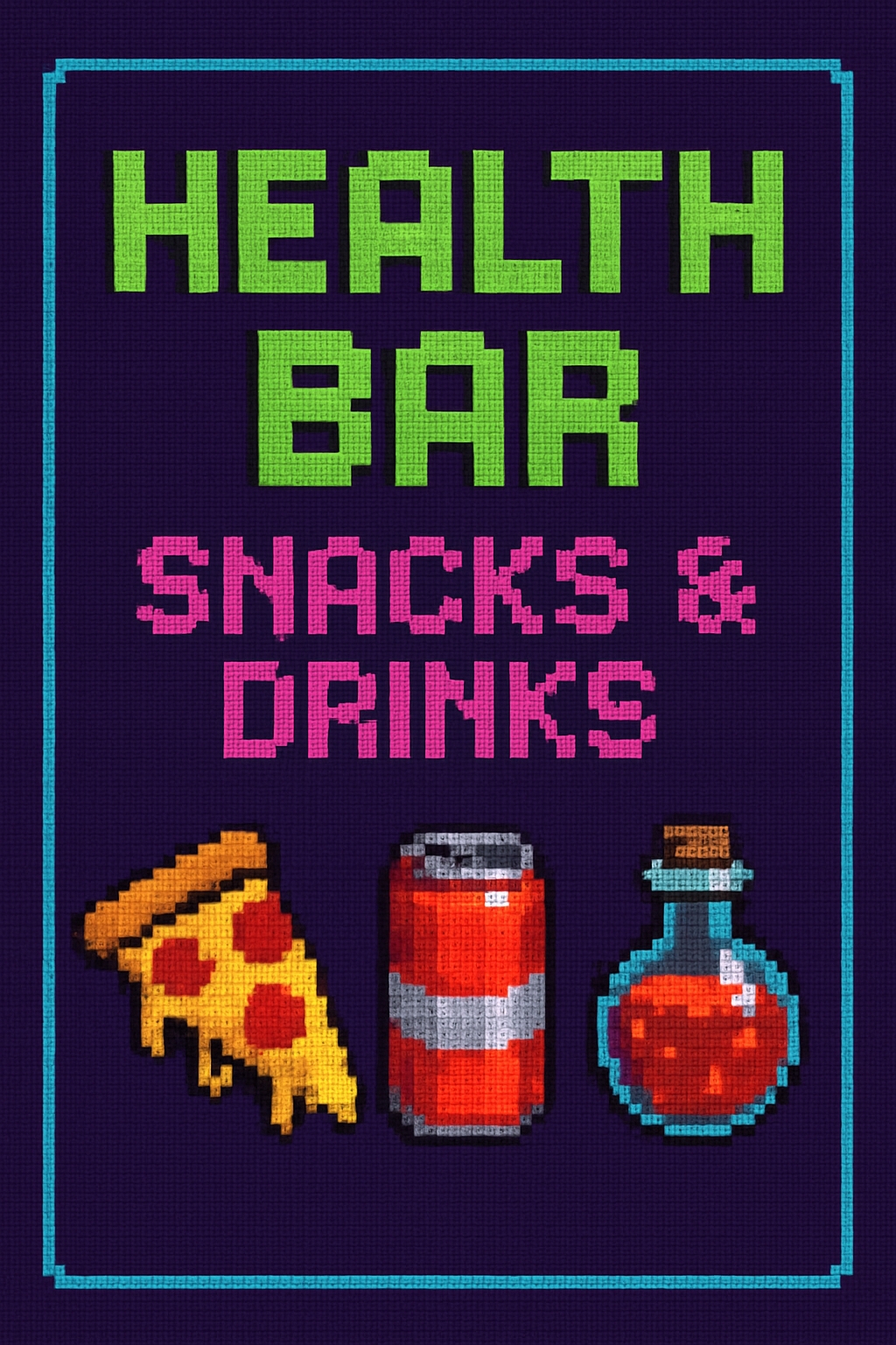 Pixel Art Health Bar Snacks and Drinks Sign Design