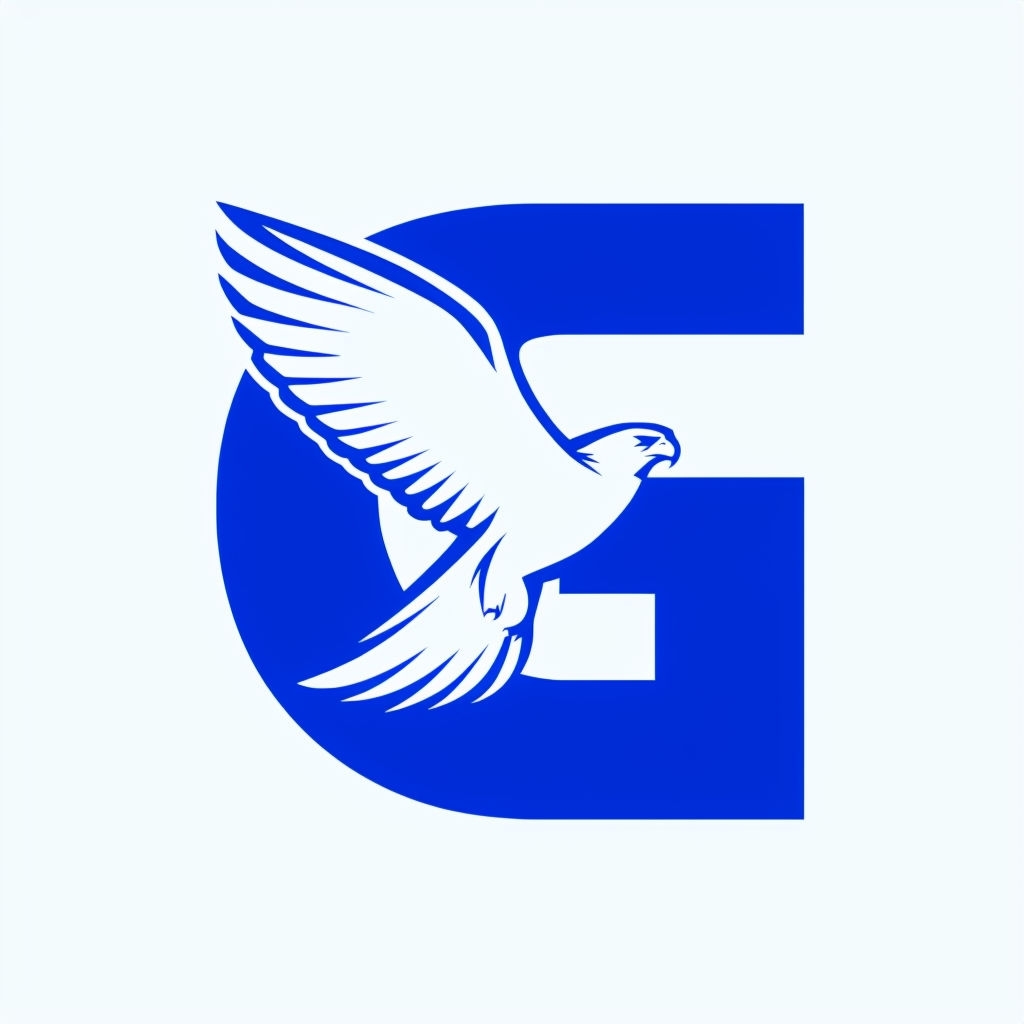 Royal Blue Falcon Monogram Logo Design on Clean Background Monogram