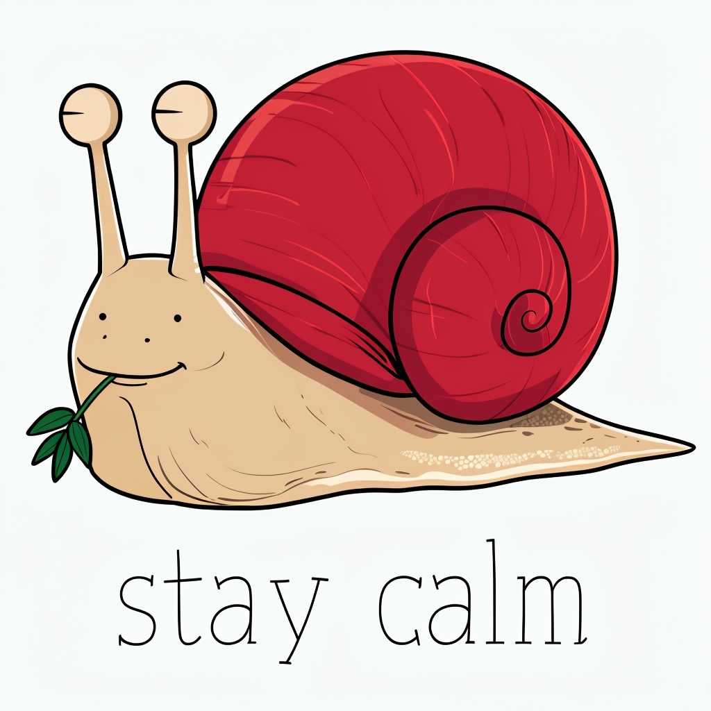 Playful Cartoon Snail Holding a Leaf Stay Calm Mug