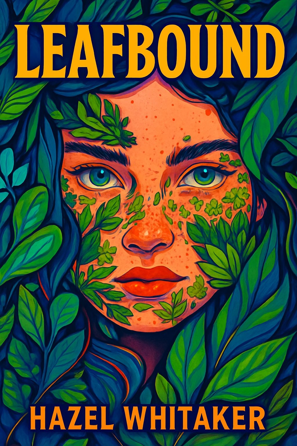 Enchanting Leafbound Book Cover with Young Woman in Foliage EBook Cover