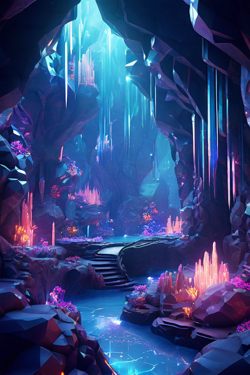 Crystalline Caverns Craft an image of an underground realm a... by ...