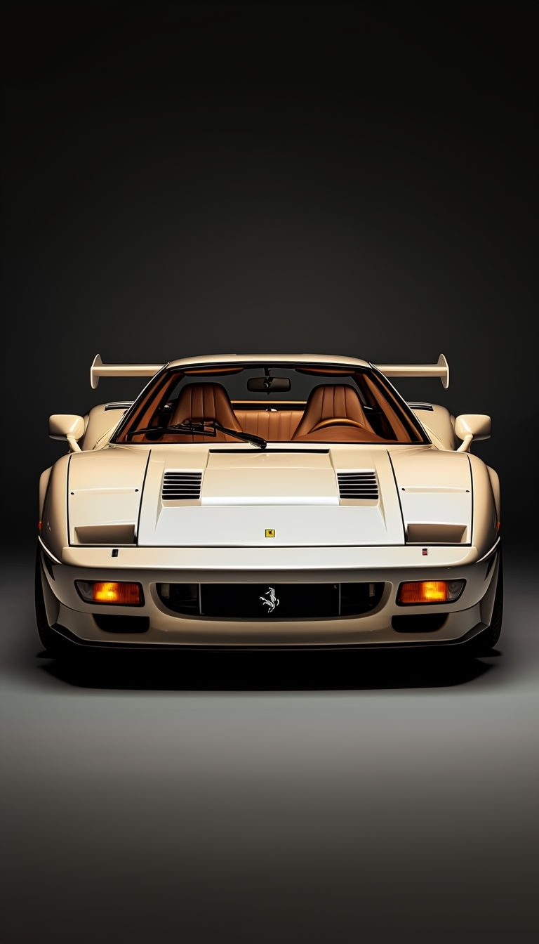 Classic White Ferrari Sports Car High-Resolution Image Mobile Wallpaper