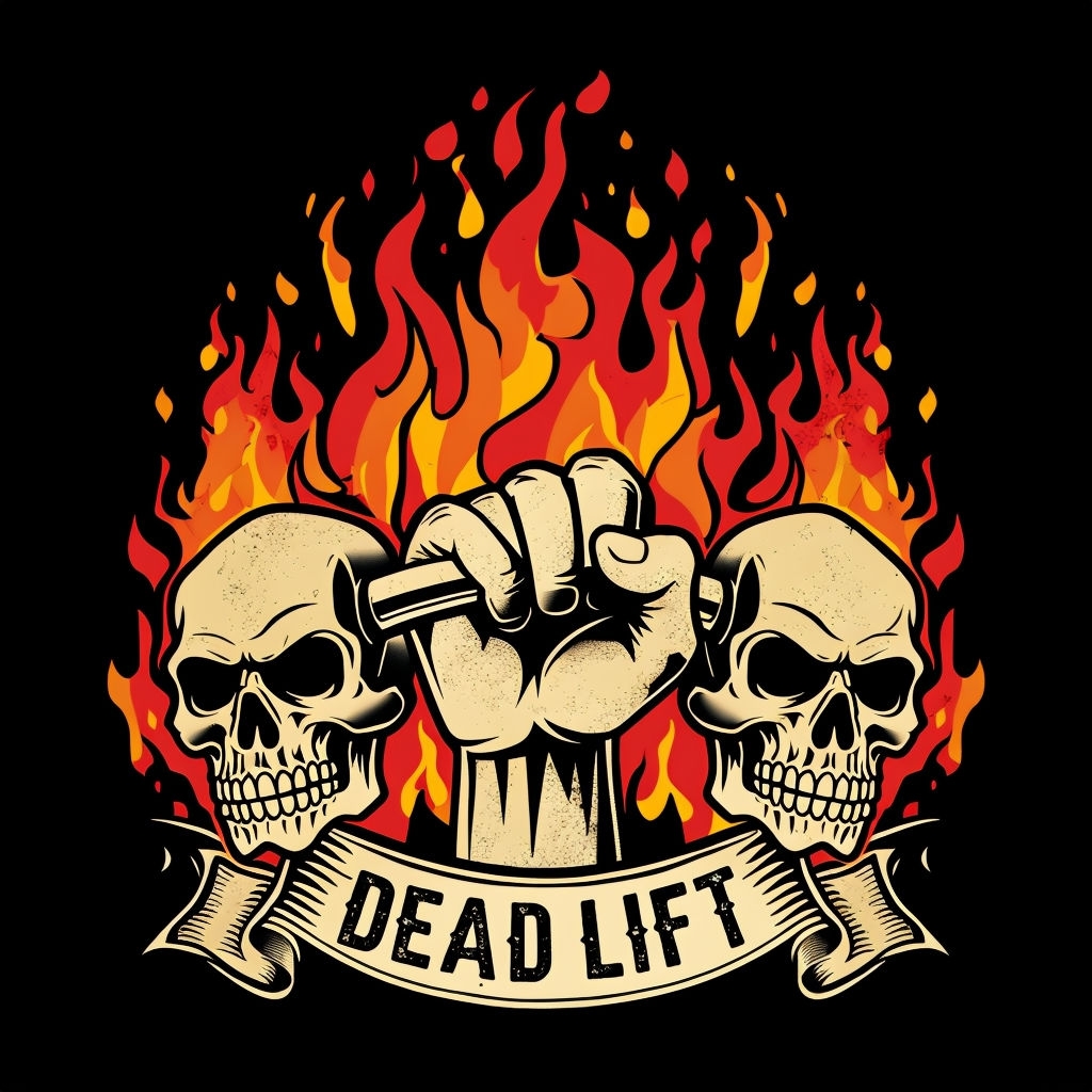 Vintage Death Lifter Tattoo Design with Skulls and Fist Sticker