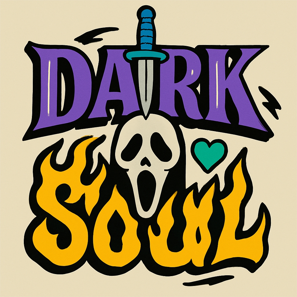 Gothic Dark Soul Cartoon Art with Dagger and Skull T-Shirt