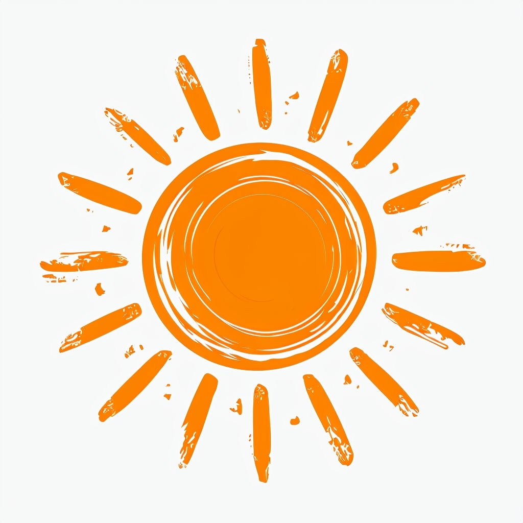 Vibrant Orange Sun with Textured Rays Digital Art Mug