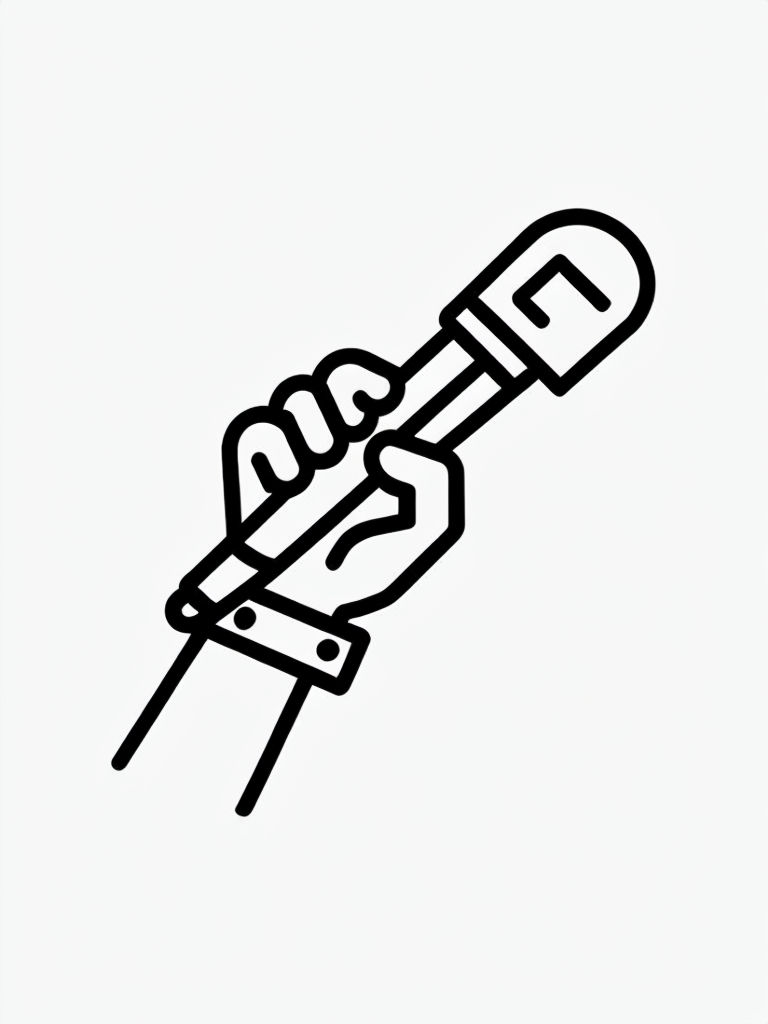 Minimalist Hand Holding Microphone Line Art Coloring Page