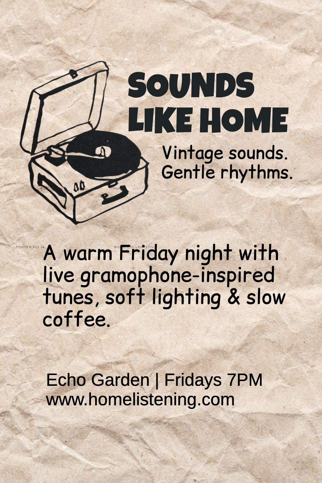Vintage Gramophone Sounds Like Home Promotional Flyer