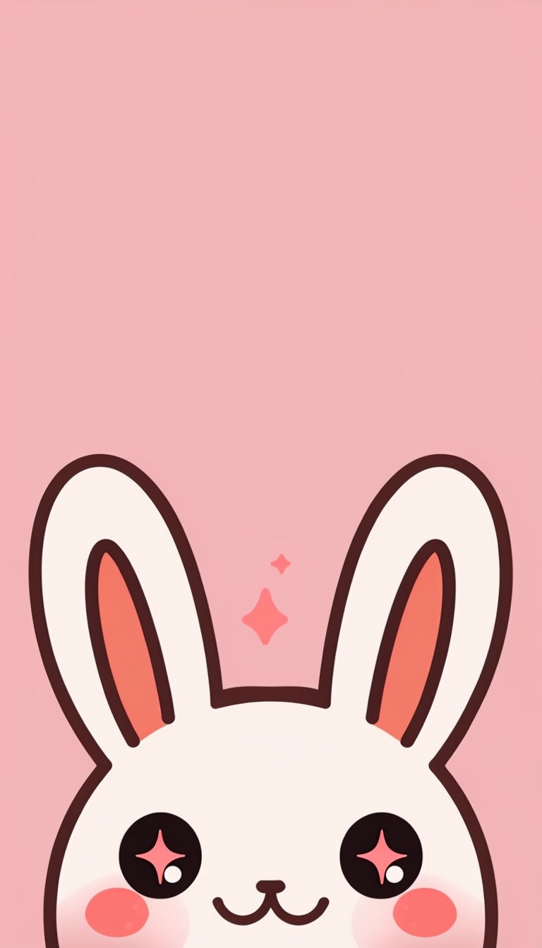 Cute Kawaii Bunny Face Minimalist Illustration Sticker