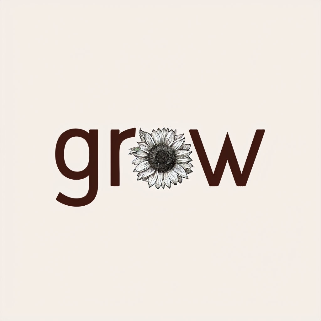 Elegant Grow with Sunflower Minimalist Logo