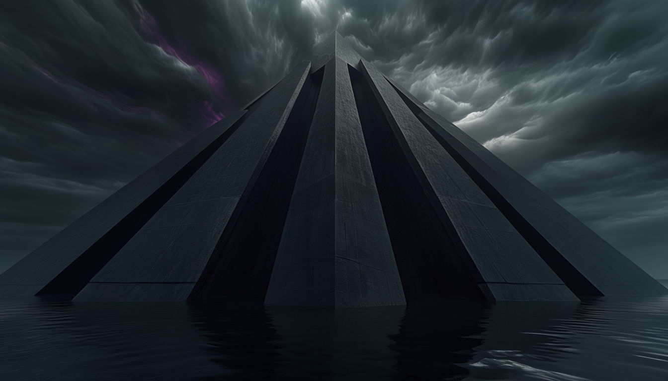 Mysterious Ancient Geometric Structure Under Dark Waters Background