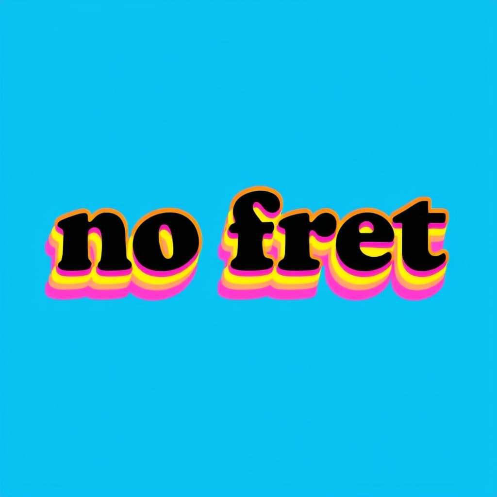 No Fret Bold Colorful Retro Text T-Shirt