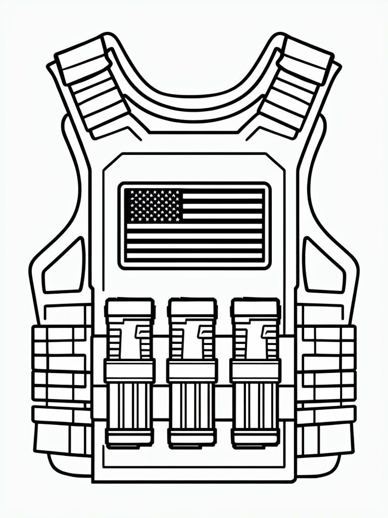 Tactical Plate Carrier Coloring Page for Military Enthusiasts Coloring Book Pages