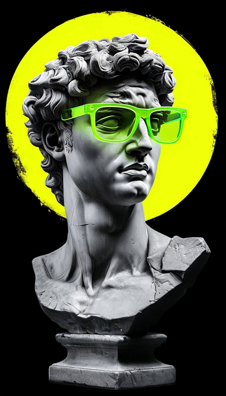 Modern Michelangelo's David with Neon Sunglasses T-Shirt