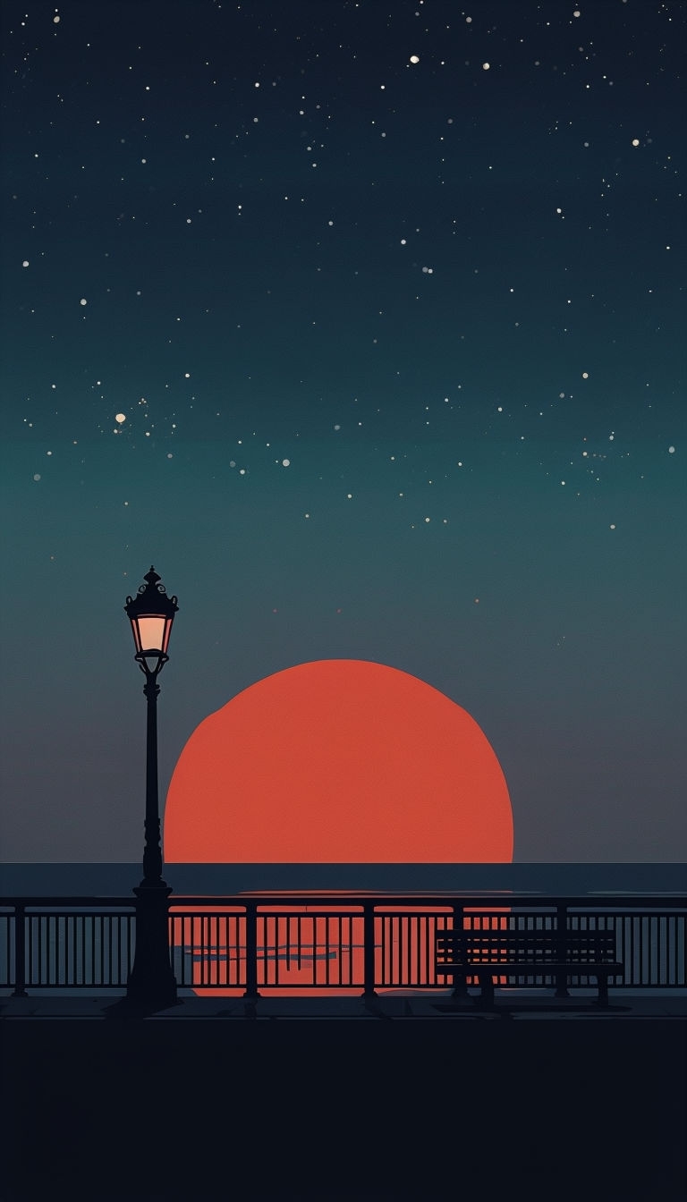Serene Urban Dusk Scene with Silhouettes and Warm Glow Mobile Wallpaper