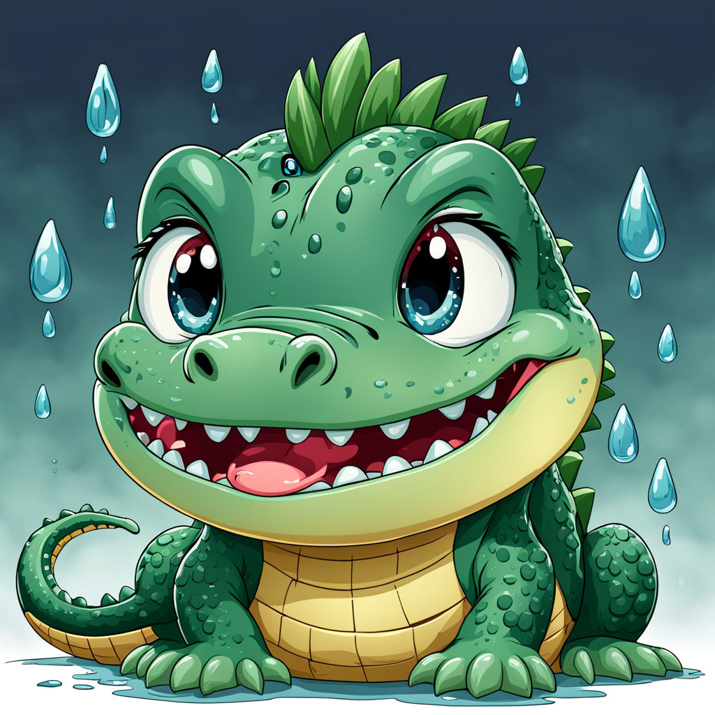 Cute cartoon a crocodile crying with tears by ghitescu ghitescu ...