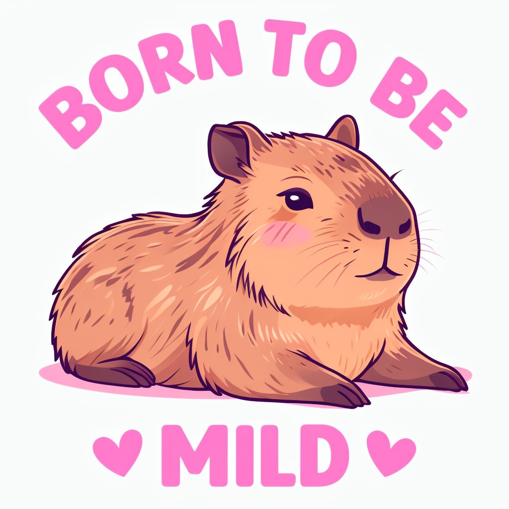 Cute Cartoon Capybara with Born to Be Mild Text Mug