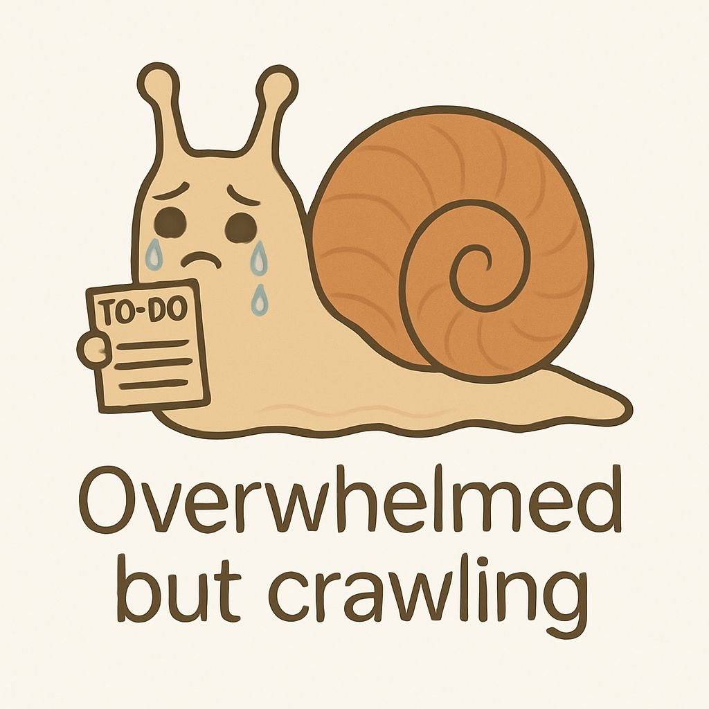 Overwhelmed Snail With To-Do List Cartoon Sticker