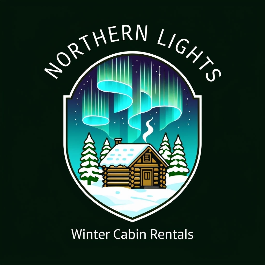 Cozy Northern Lights Winter Cabin Rentals Emblem T-Shirt