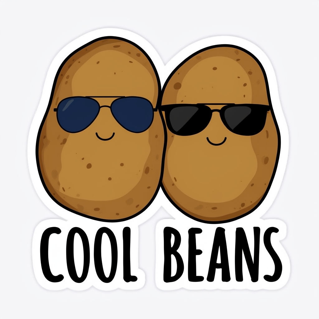 Cheerful Cartoon Cool Beans Potato Characters Sticker