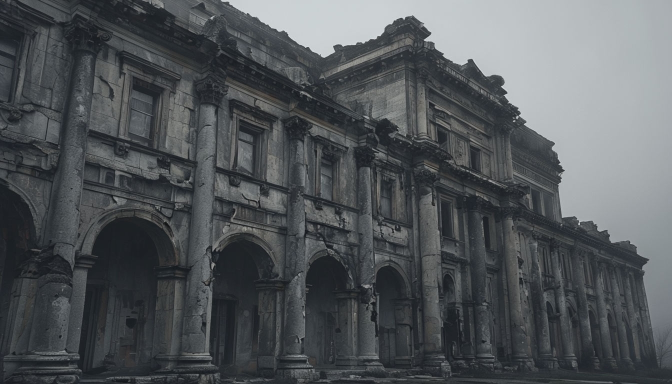 Aged Classical Building Facade with Architectural Details Background