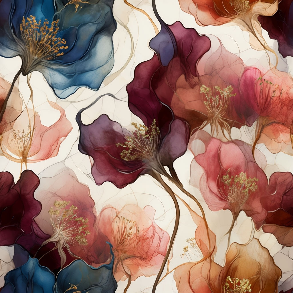 Vibrant Jewel-Toned Floral Seamless Pattern Design