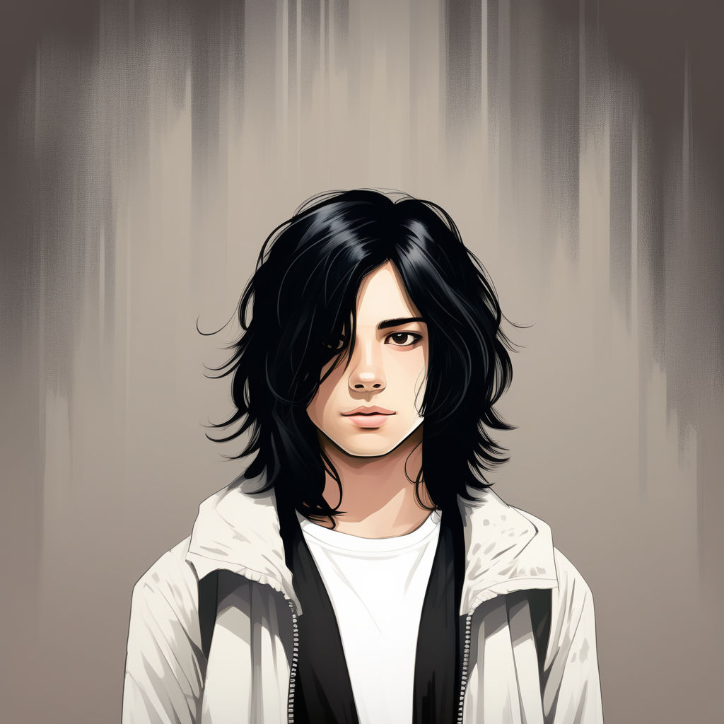 Pale young teen boy with shaggy long black hair by StregaSystem ...