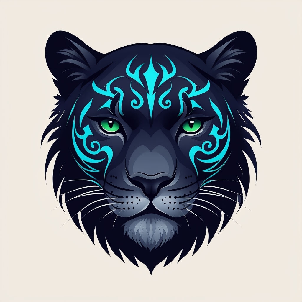 Vibrant Panther with Tribal Patterns Digital Illustration Sticker