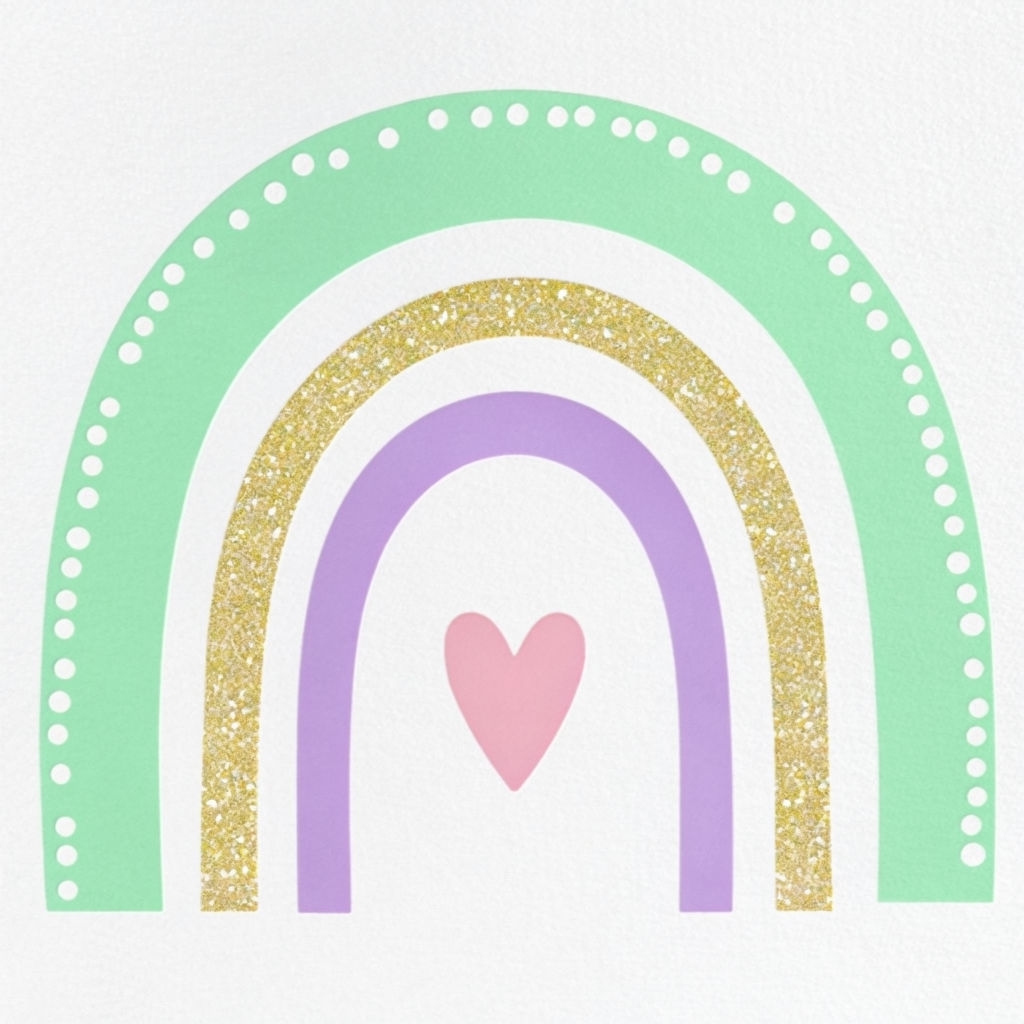 Pastel Rainbow Arches with Heart and Dots Minimalist Sticker