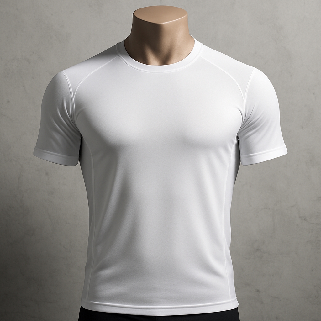White Athletic T-Shirt Displayed on Mannequin Mockup