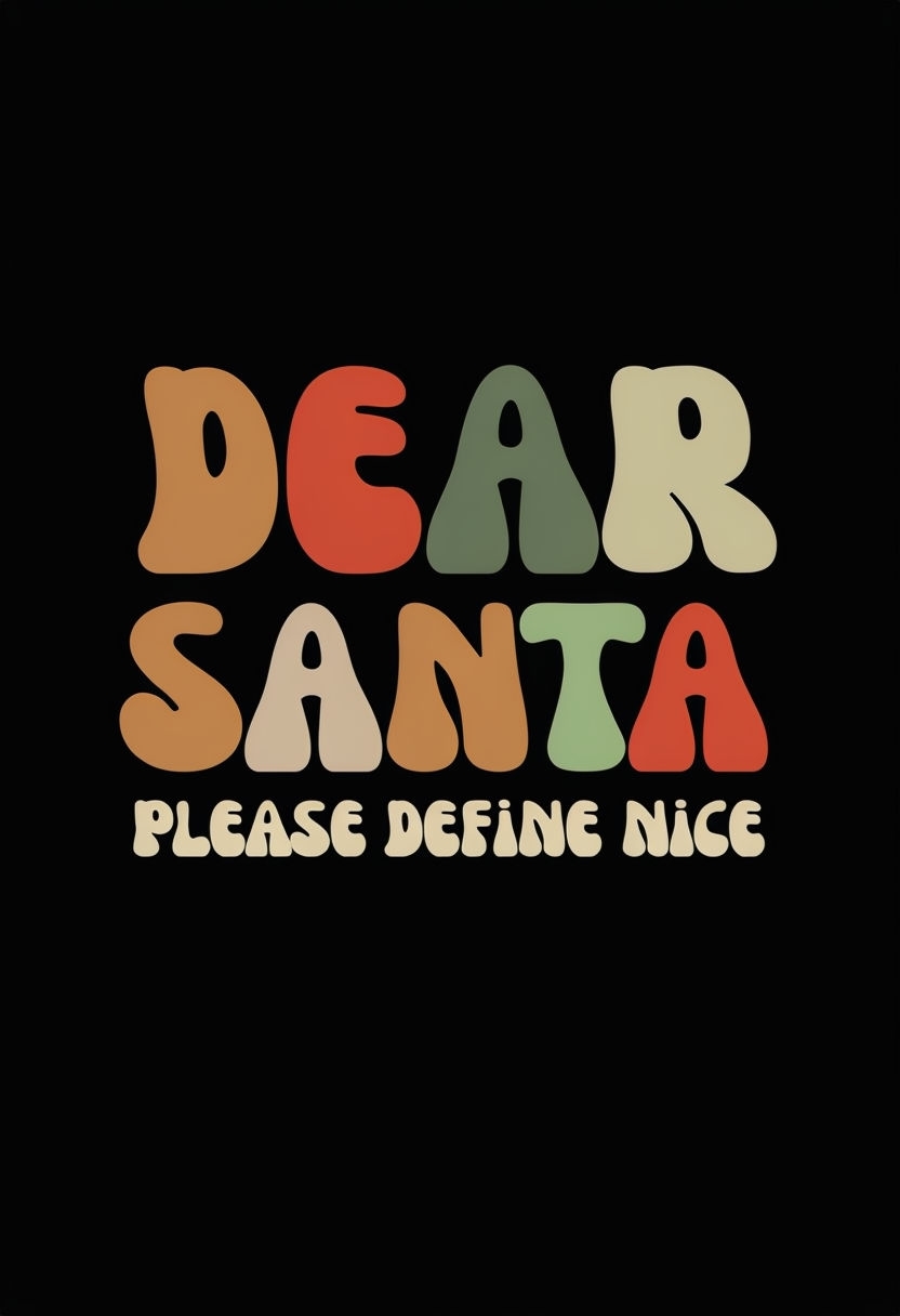 Dear Santa Define Nice Colorful Retro T-Shirt