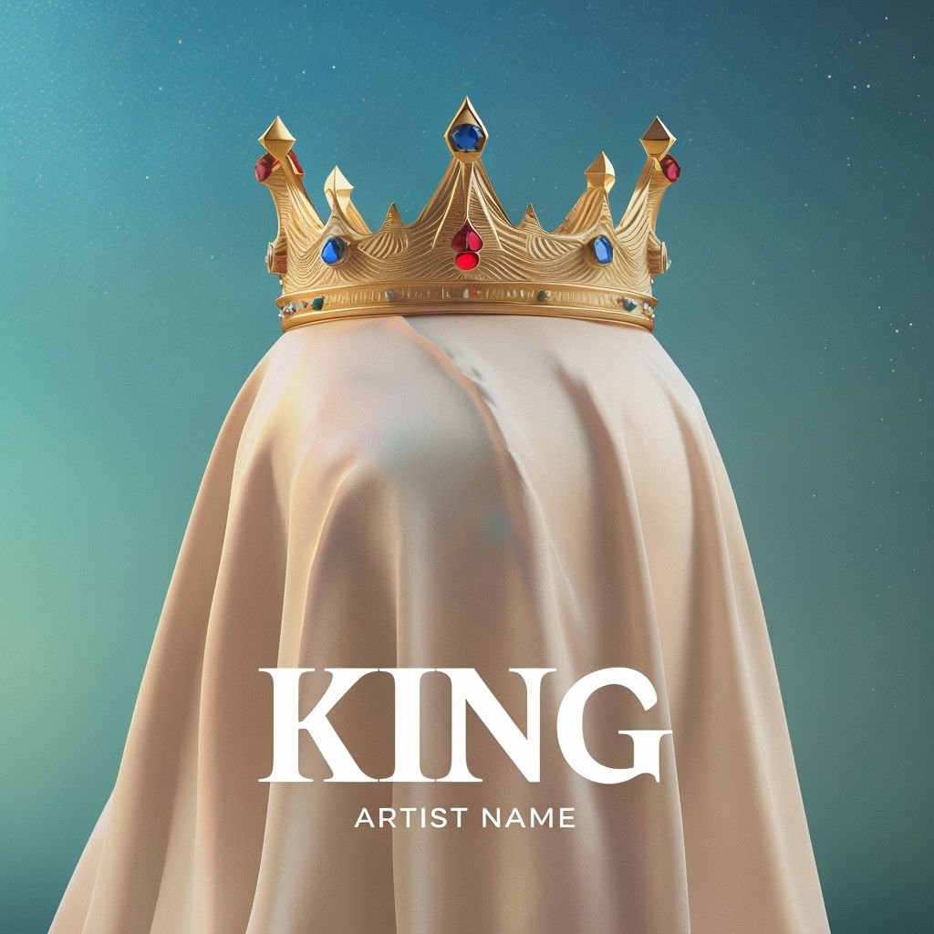 Elegant Golden Crown with Gemstones on Soft Fabric Artwork Spotify Album Cover