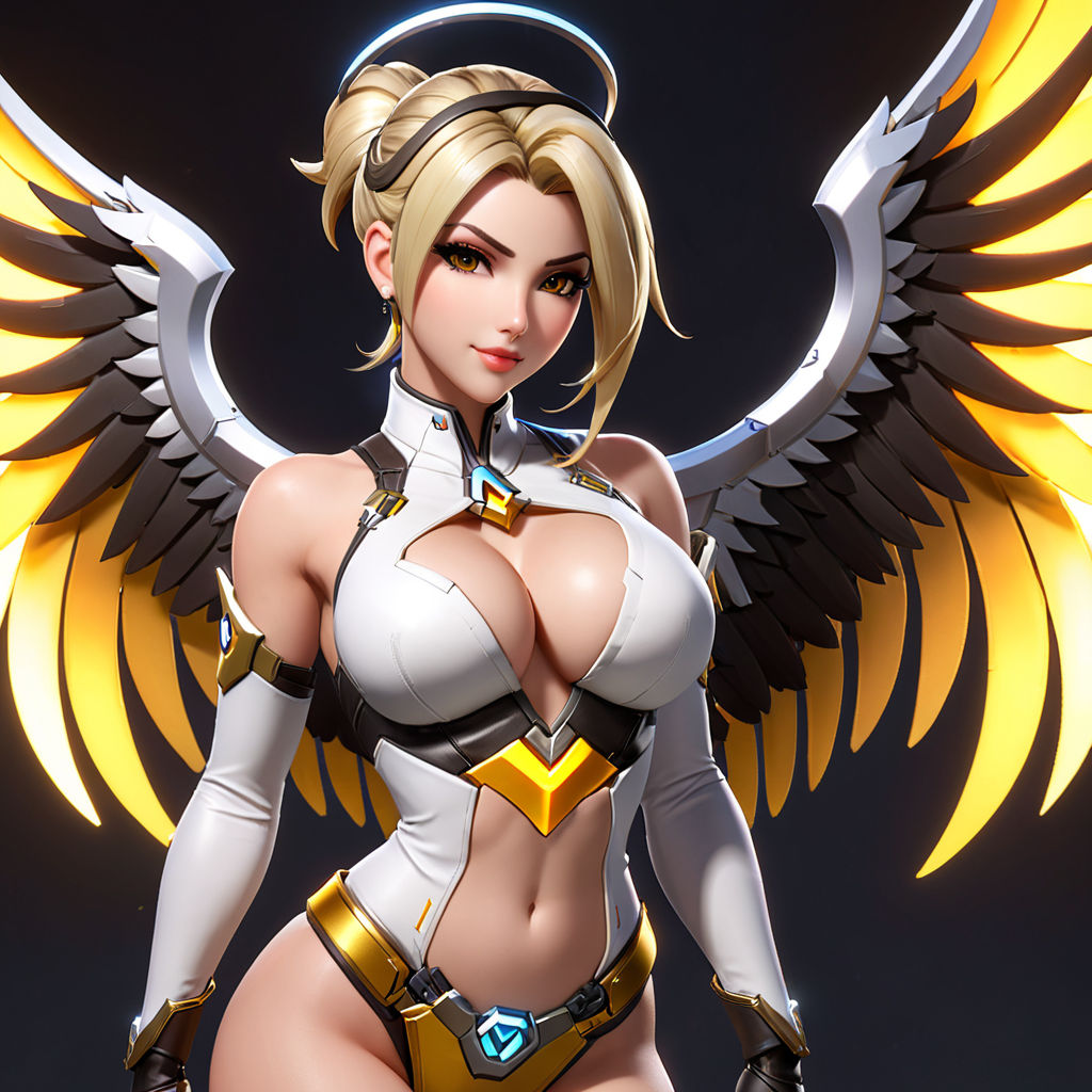 Mercy from Overwatch her body covered with viscous opaque white fluid;  riding a dick