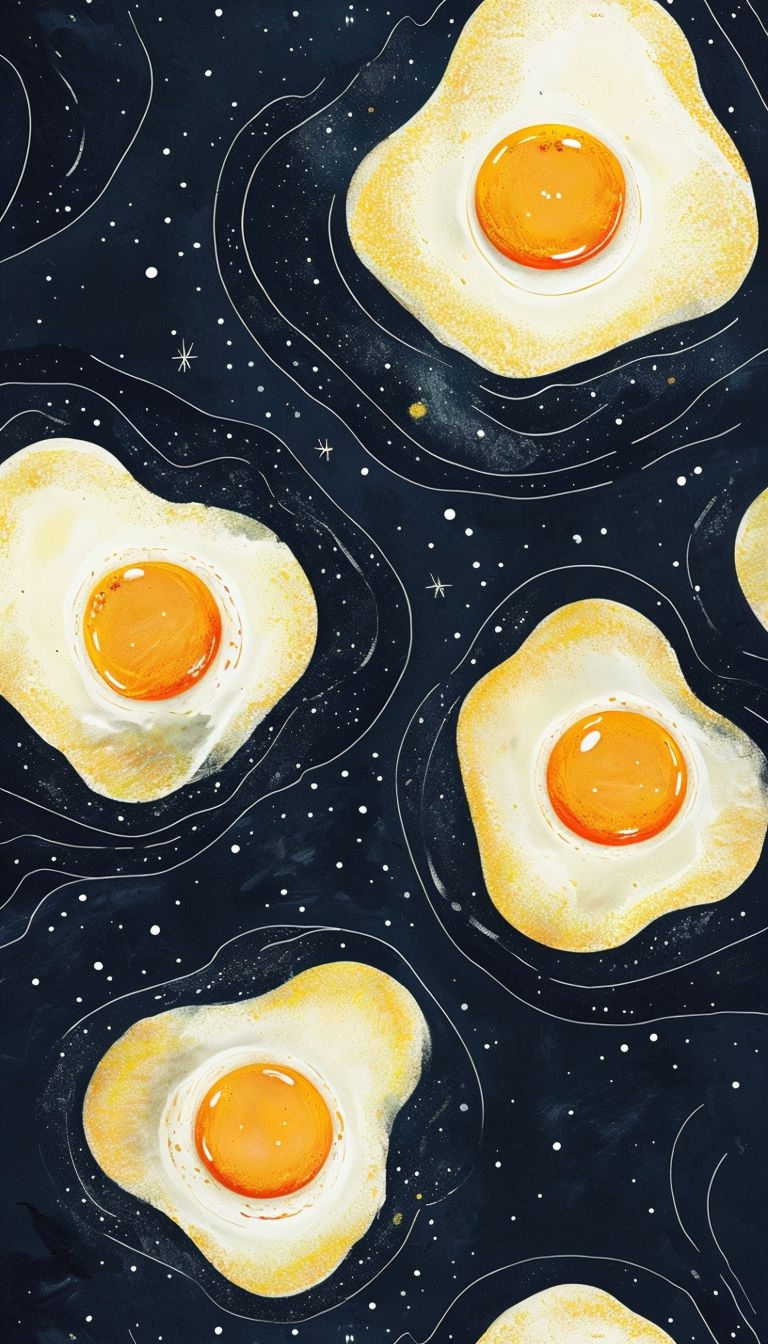 Whimsical Cosmic Fried Eggs Abstract Art Poster