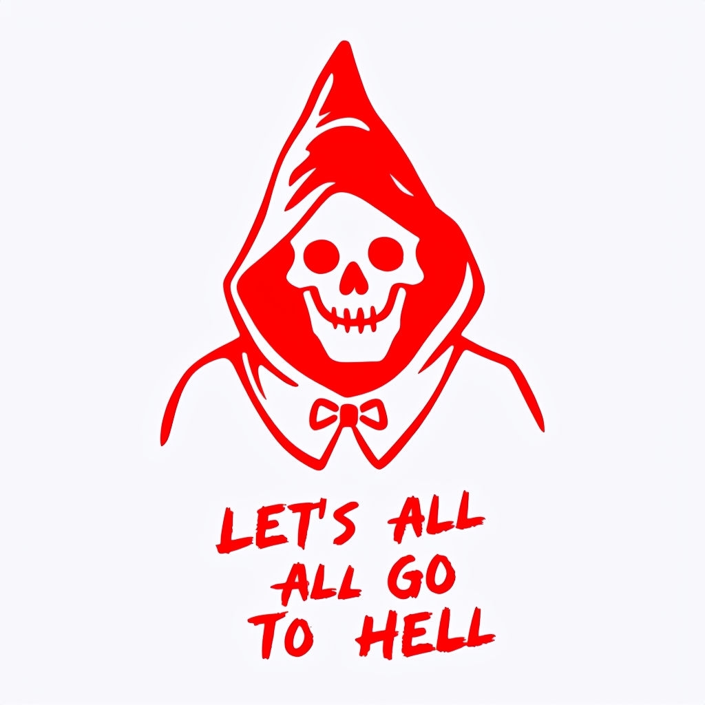 Minimalist Red Skull Figure with Text Sticker