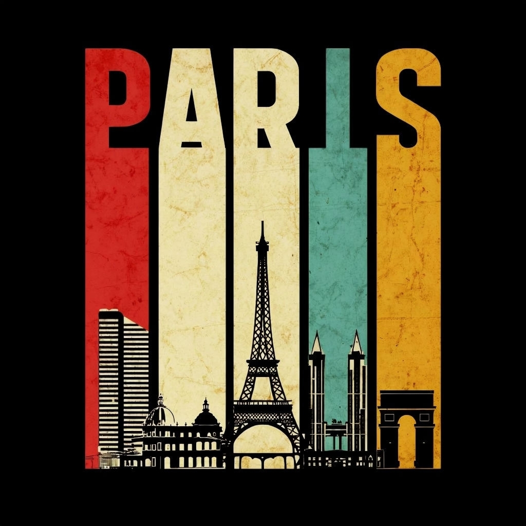 Vintage Paris Silhouette Graphic T-Shirt Design