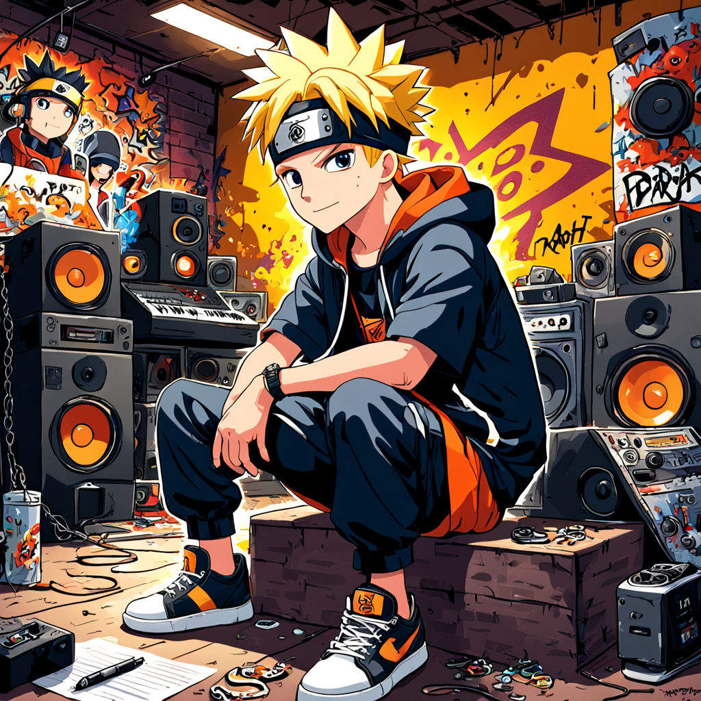 Create an image prompt featuring anime character Bart naruto... by ...