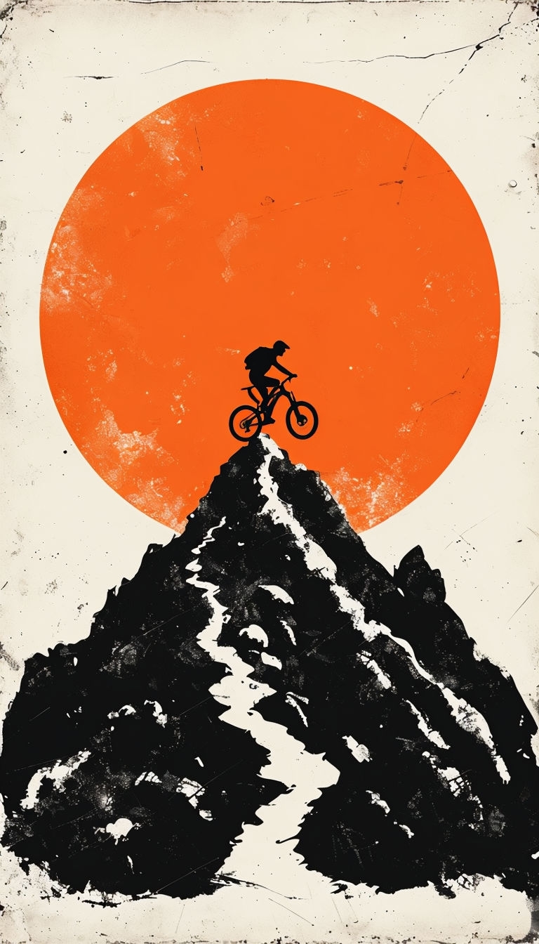Mountain Biker Silhouette Against Vibrant Sun Graphic Phone Case Cover