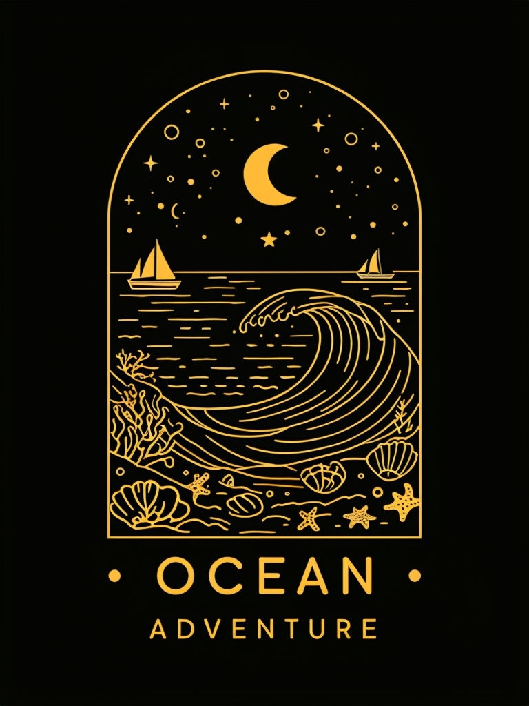 Minimalist Ocean Adventure Line Art Poster