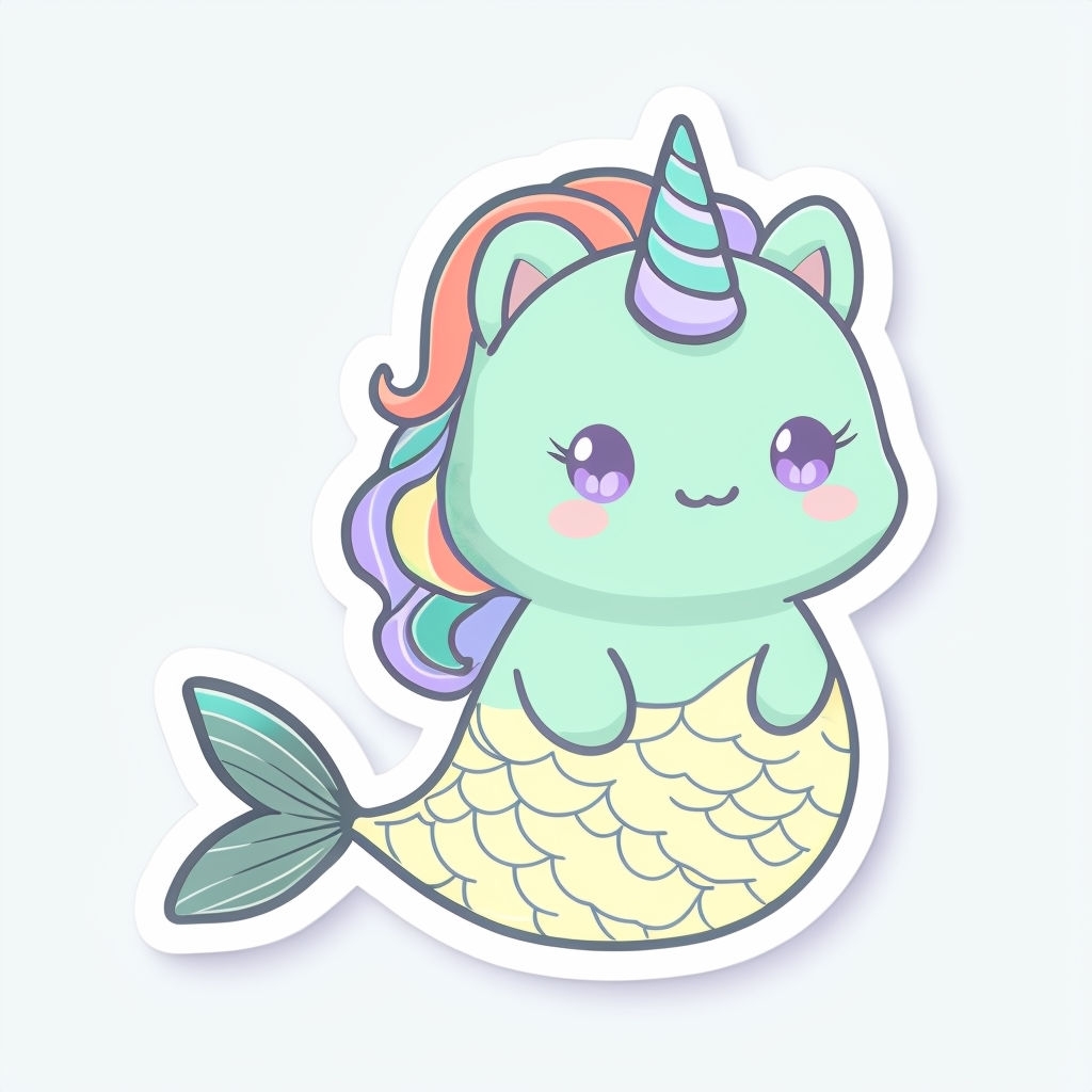 Adorable Chibi Unicorn Mermaid Combination Sticker