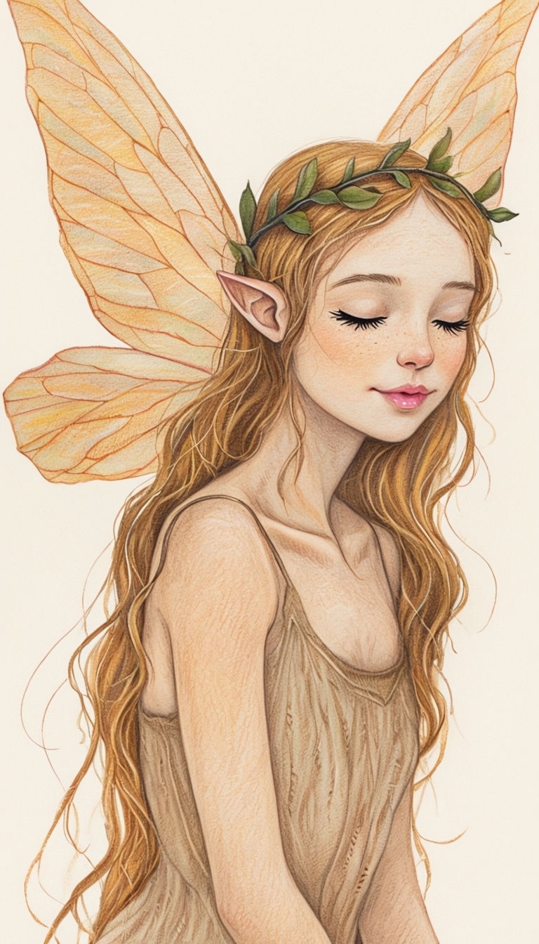 Delicate Peach Fairy with Translucent Wings Illustration Phone Case Cover
