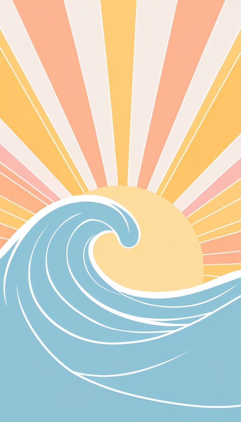 Serene Sunrise Wave Illustration for Modern Phone Case Cover