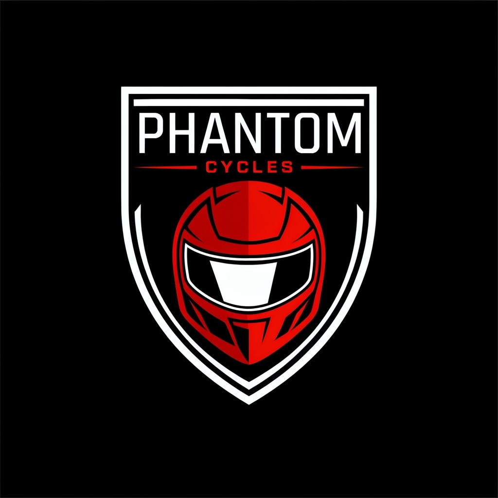 Bold Phantom Cycles High-Contrast Motorbike Logo Design