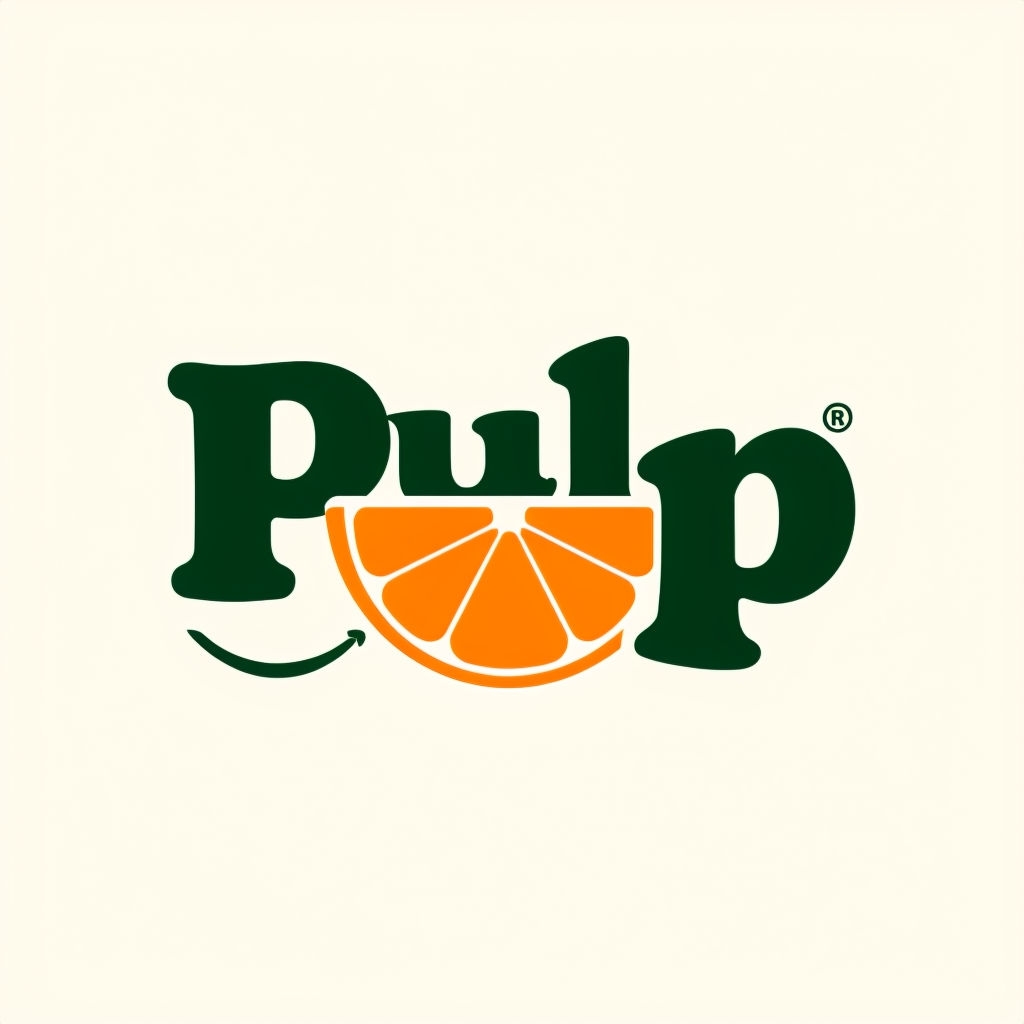 Modern Minimalist Pulp Logo with Playful Orange Slice Design