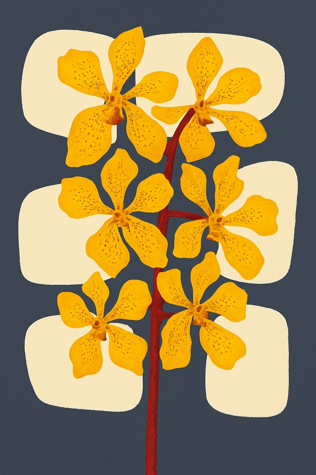 Vibrant Yellow Orchids with Red Stem Minimalist T-Shirt