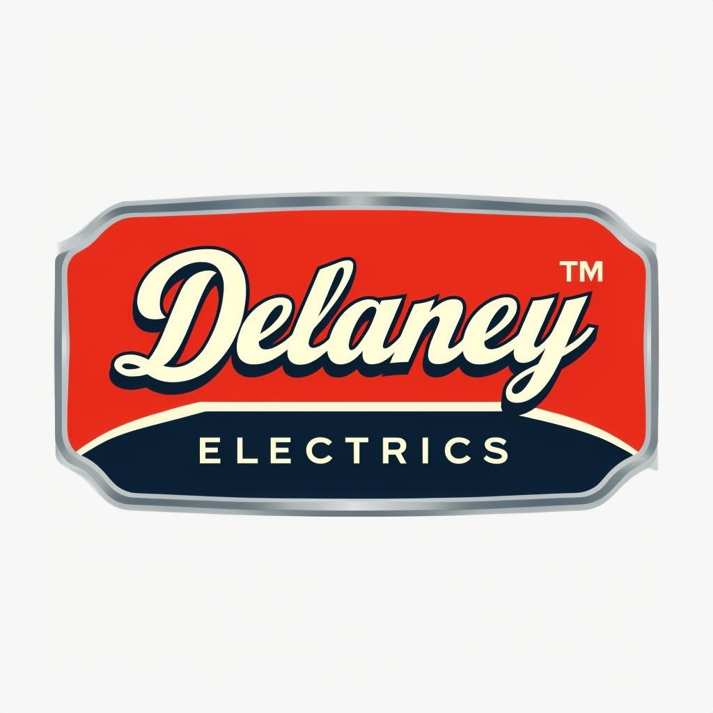 Vintage Red and Blue Delaney Electrics Logo Design