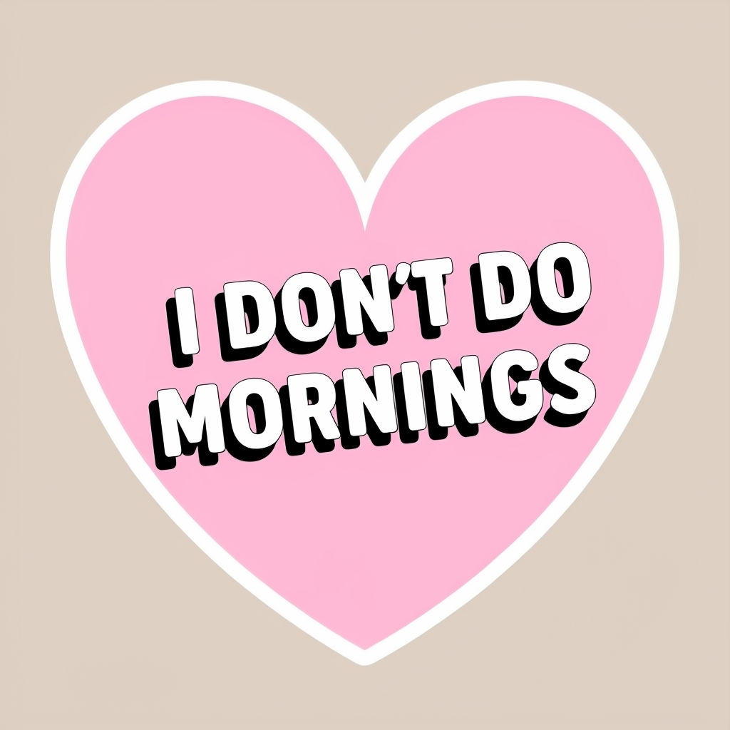 I Don't Do Mornings Minimalist Heart Design Poster
