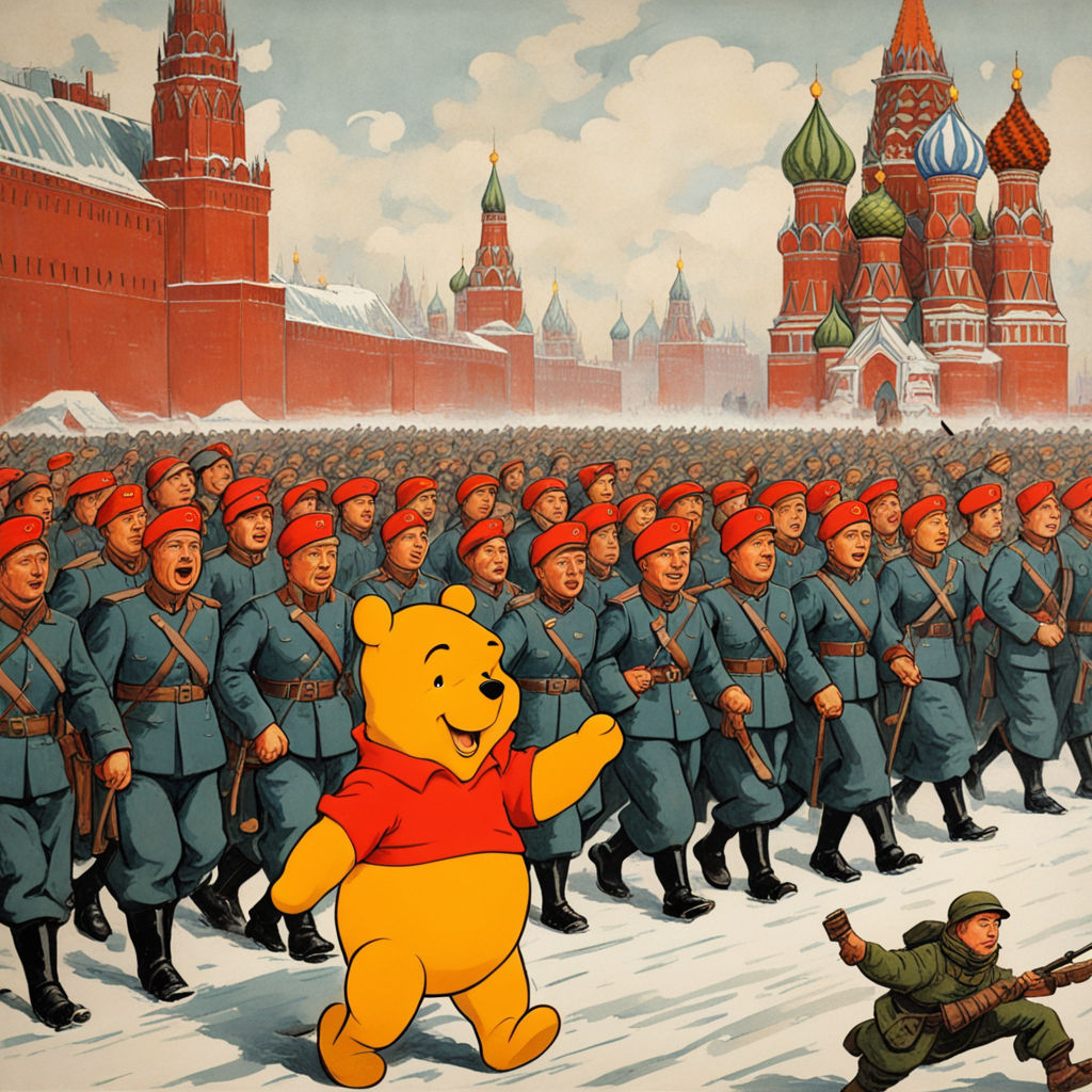 Soviet poster of Winnie the Pooh leading Russian troops in R... by Glen ...